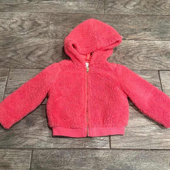 jacket Janie and Jack Sherpa hooded jacket hot pink - Picture 4 of 7